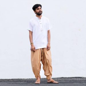 Organic Unisex Printed Dhoti Pant Khaki L
