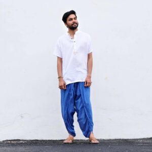 Organic Unisex Printed Dhoti Pant Indigo L