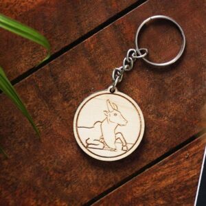 Nandi Etched Wooden Key Chain