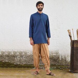 Organic Mens Aum kurta L/S Navy L