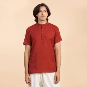 Organic Mens Om Kurta Maroon L