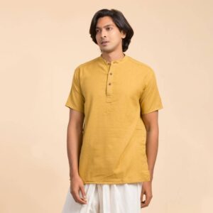Organic Mens Om Kurta Mustard L