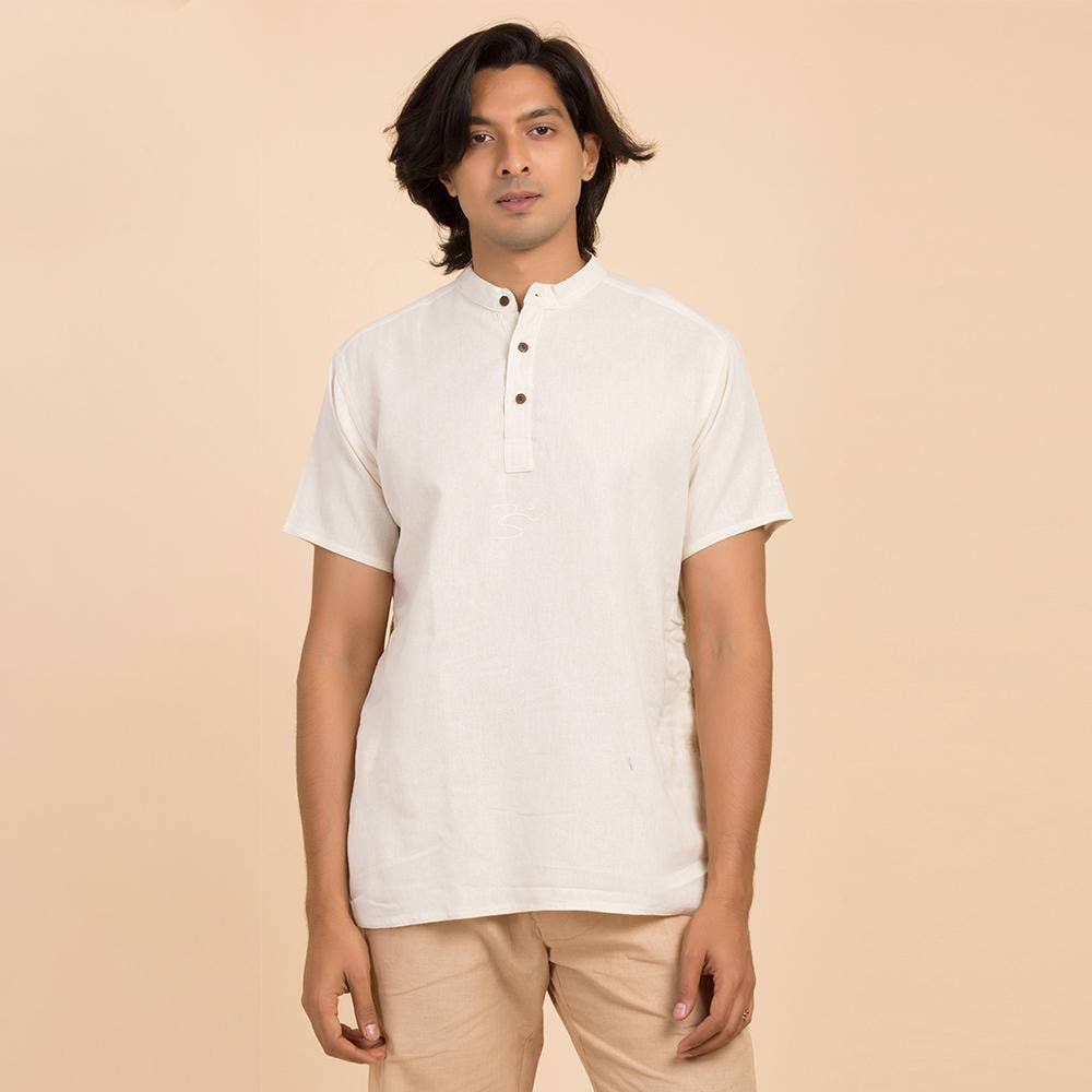 Organic Mens Om Kurtha White L - Image 2