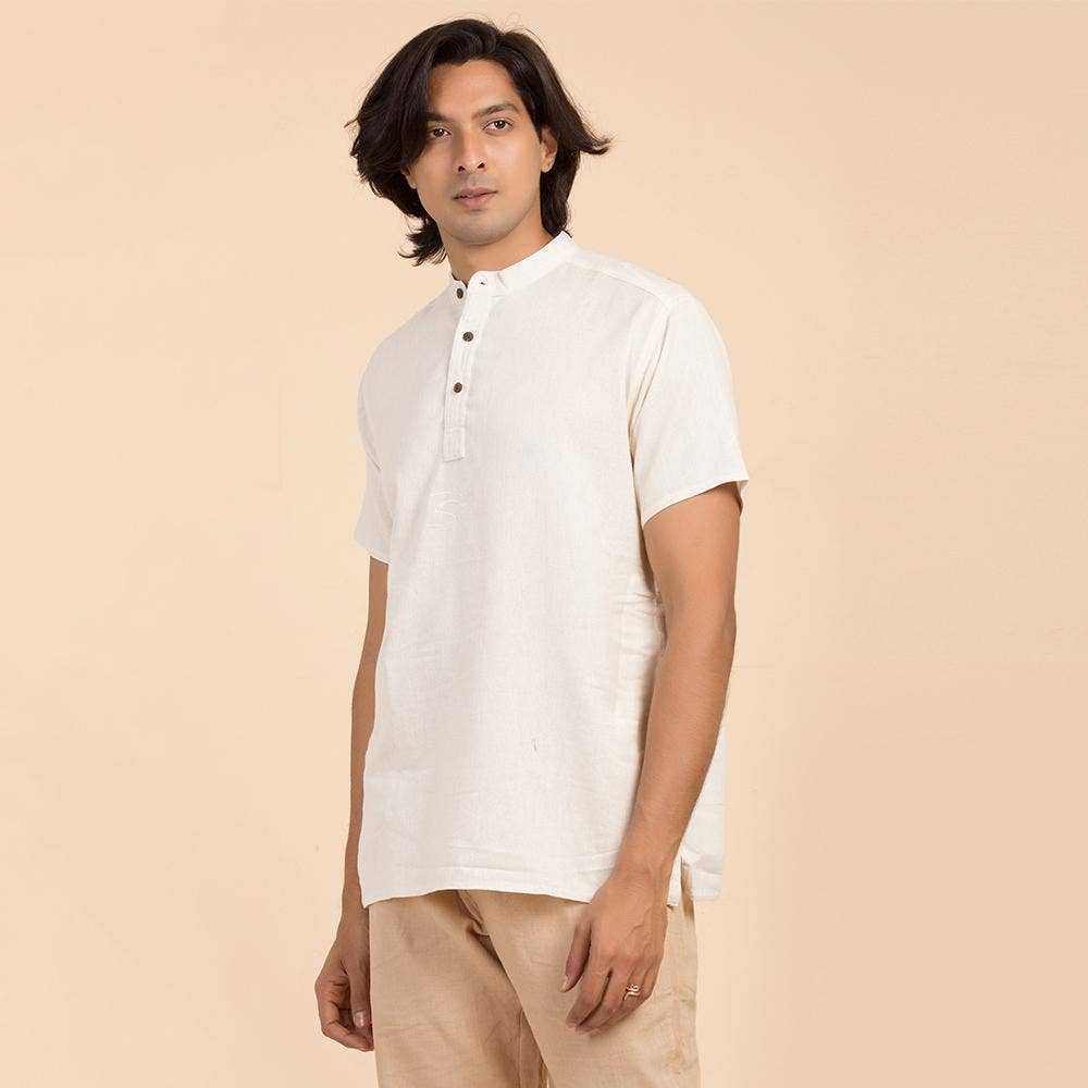 Organic Mens Om Kurtha White L - Image 3