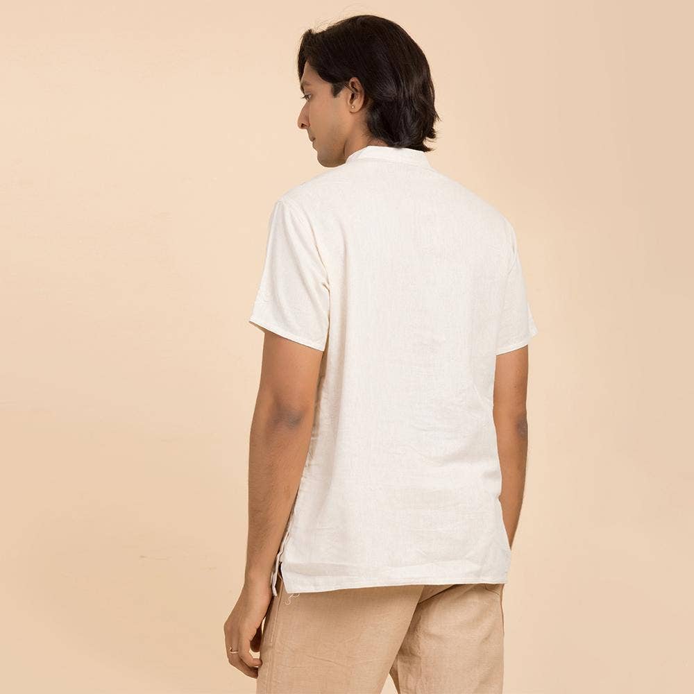 Organic Mens Om Kurtha White L - Image 4