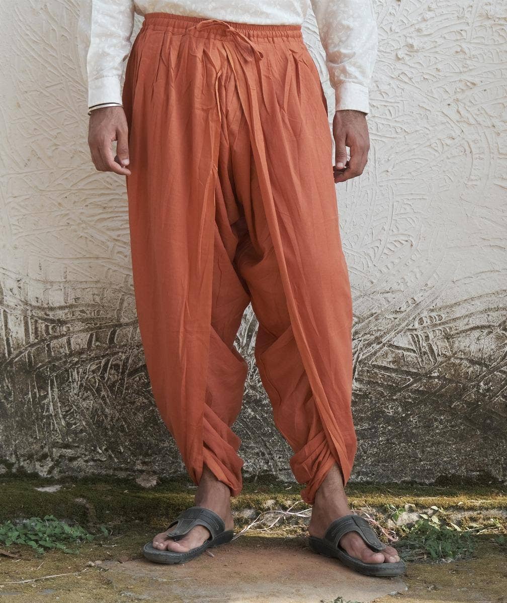 Organic Plain Dhoti Pant Rust L