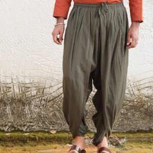 Organic Plain Dhoti Pant Olive L
