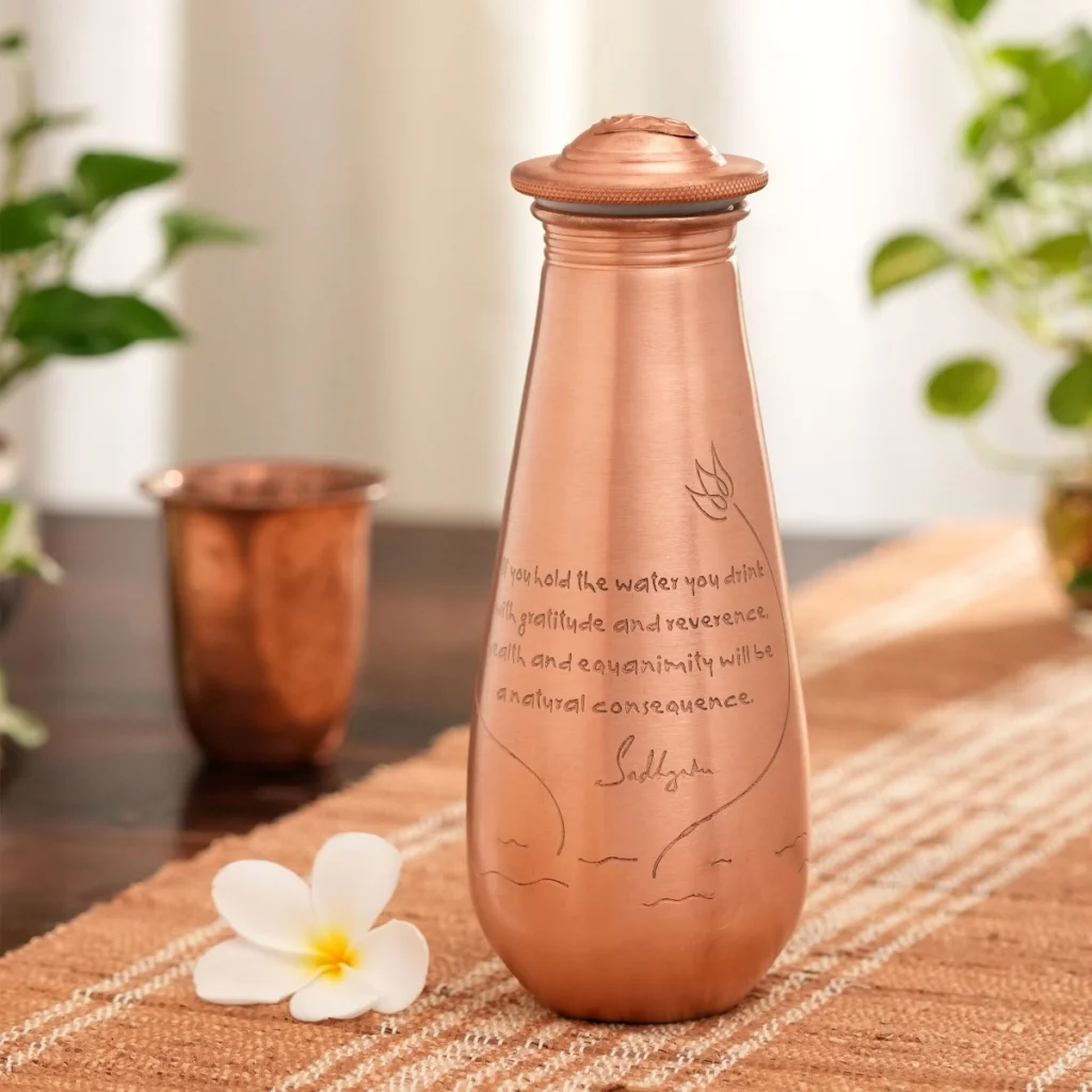 Big Copper water Bottle with Sadhguru Quote